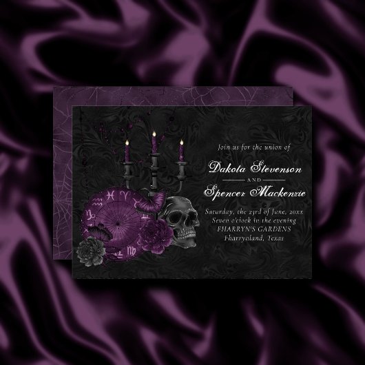 Zodiac Magic | Donker Paarse Plum Gothic Skull Roz Kaart