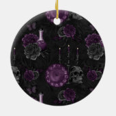 Zodiac Magic | Donker Paarse Plum Gothic Skull Roz Keramisch Ornament (Achterkant)