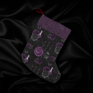 Zodiac Magic   Donker Paarse Plum Gothic Skull Roz Kleine Kerstsok