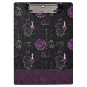 Zodiac Magic   Donker Paarse Plum Gothic Skull Roz Klembord