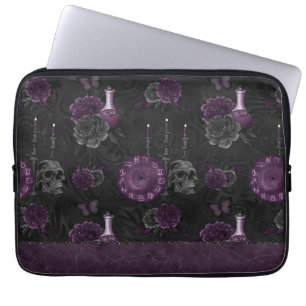 Zodiac Magic   Donker Paarse Plum Gothic Skull Roz Laptop Sleeve