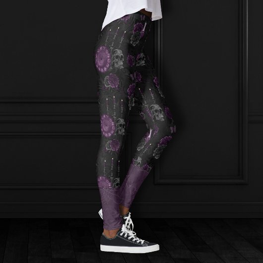 Zodiac Magic | Donker Paarse Plum Gothic Skull Roz Leggings