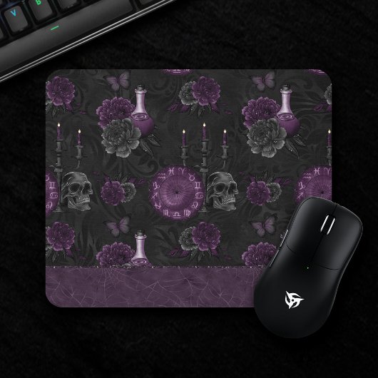 Zodiac Magic | Donker Paarse Plum Gothic Skull Roz Muismat