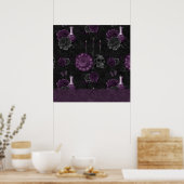 Zodiac Magic | Donker Paarse Plum Gothic Skull Roz Poster (Keuken)