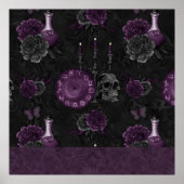 Zodiac Magic | Donker Paarse Plum Gothic Skull Roz Poster (Voorkant)