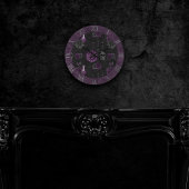 Zodiac Magic | Donker Paarse Plum Gothic Skull Roz Ronde Klok