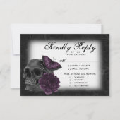 Zodiac Magic | Donker Paarse Plum Gothic Skull Roz RSVP Kaartje (Voorkant)