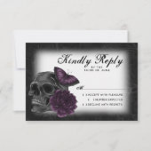 Zodiac Magic | Donker Paarse Plum Gothic Skull Roz RSVP Kaartje (Voorkant)