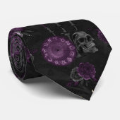 Zodiac Magic | Donker Paarse Plum Gothic Skull Roz Stropdas (Opgerold)