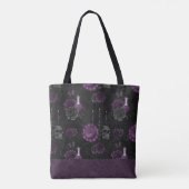 Zodiac Magic | Donker Paarse Plum Gothic Skull Roz Tote Bag (Achterkant)