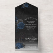 Zodiac Magic | Donkermarineblauw gotische schedel All In One Uitnodiging (Binnen)