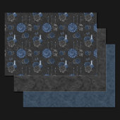 Zodiac Magic | Donkermarineblauw gotische schedel  Inpakpapier Vel