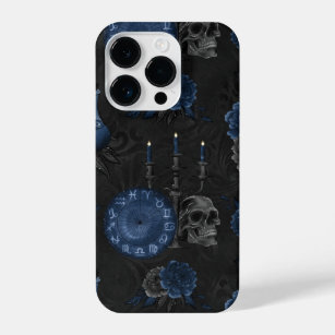 Zodiac Magic   Donkermarineblauw gotische schedel  iPhone 14 Plus Hoesje