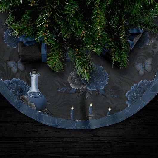 Zodiac Magic | Donkermarineblauw gotische schedel  Kerstboom Rok