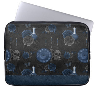 Zodiac Magic Donkermarineblauw gotische schedel Laptop Sleeve
