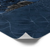 Zodiac Magic | Donkermarineblauw gotische schedel  Poster (Hoek)