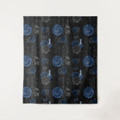 Zodiac Magic | Donkermarineblauw gotische schedel  Wandkleed (Voorkant)