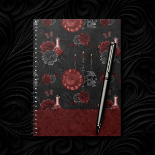 Zodiac Magic   Henna Red Gothic Skull Rozen Potion Notitieboek