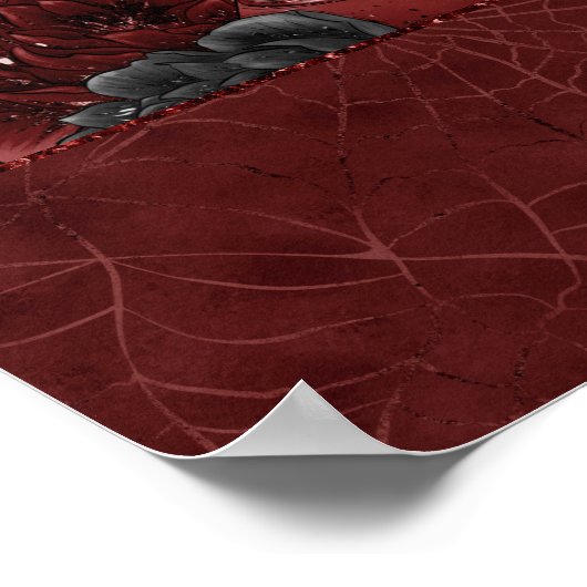 Zodiac Magic | Henna Red Gothic Skull Rozen Potion Poster (Hoek)