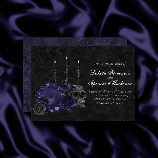 Zodiac Magic | Midnight Indigo Gothic Skull Rozen Kaart
