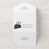 Zodiac Magie | Donkere Paarse Gotische Schedelroze All In One Uitnodiging (Buitenkant)