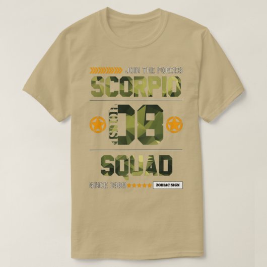 Zodiac Majesty Scorpio Squad Camo T-shirt (Design voorkant)
