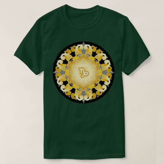 Zodiac Mandala CAPRICORN Black T-shirt (Design voorkant)