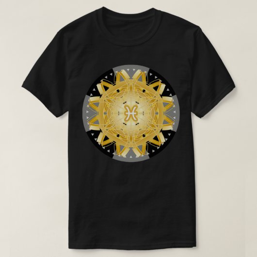 Zodiac Mandala PISCES Black T-shirt (Design voorkant)