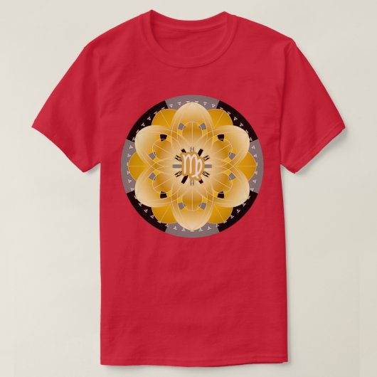 Zodiac Mandala VIRGO Black T-shirt (Design voorkant)