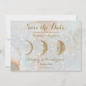 Zodiac Moon Blue Celestial Save the Date Kaart (Voorkant)