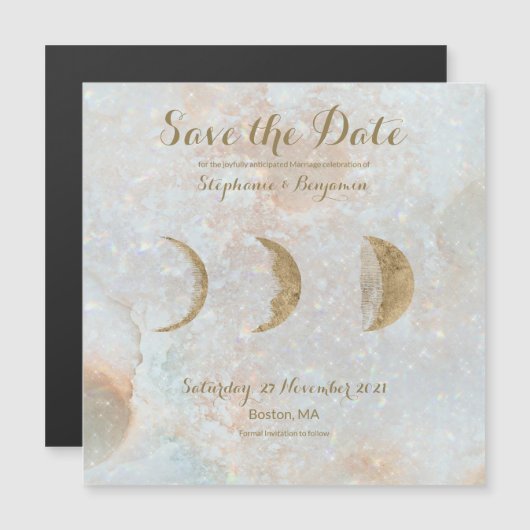 Zodiac Moon Blue Celestial Save the Date Magnet (Voorkant / Achterkant)