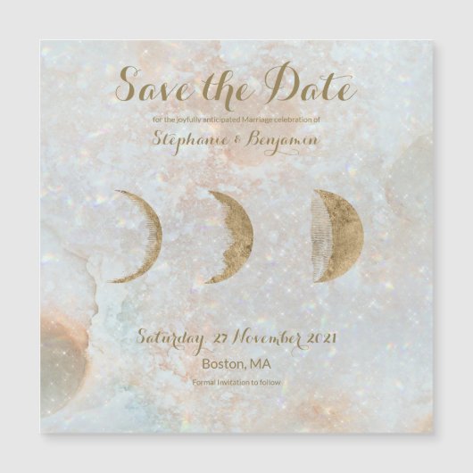 Zodiac Moon Blue Celestial Save the Date Magnet (Voorkant)