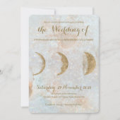 Zodiac Moon Celestial Ice Blue Gold Flat Kaart (Voorkant)