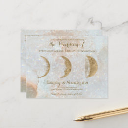 Zodiac Moon Ice Blue Celestial Gold Briefkaart