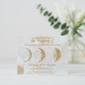 Zodiac Moon Ice Blue Celestial Gold Briefkaart (Staand voorkant)