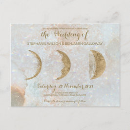 Zodiac Moon Ice Blue Celestial Gold Briefkaart