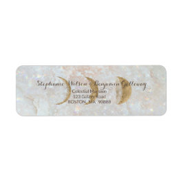 Zodiac Moon Ice Blue Celestial Gold Return Address Etiket