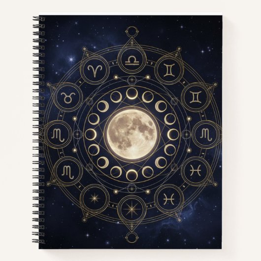 Zodiac & Moon Phase Celestial Journal Notitieboek (Voorkant)
