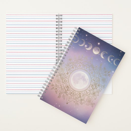 Zodiac & Moon Phase Celestial Notebook  Notitieboek (Binnen)