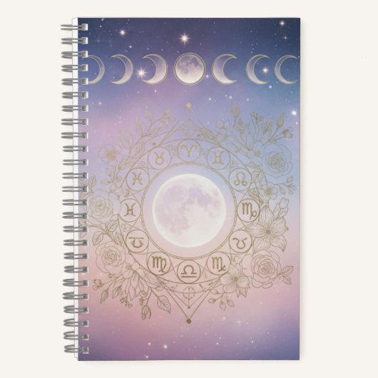 Zodiac & Moon Phase Celestial Notebook  Notitieboek (Voorkant)