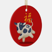 Zodiac Ox "Fortune" Chinees nieuwjaar Keramisch Ornament (Rechts)