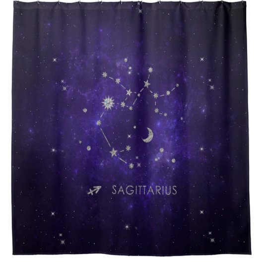 Zodiac Paarse Boogschutter | Astrologie Horoscoop Douchegordijn (Voorkant)