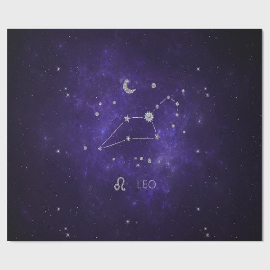 Zodiac Paarse Leeuw | Kosmische Astrologie Horosco Cadeaupapier (Vlak)