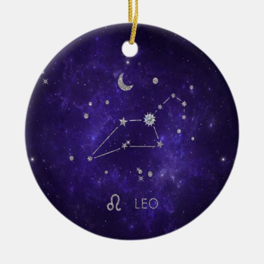 Zodiac Paarse Leeuw | Kosmische Astrologie Horosco Keramisch Ornament (Voorkant)