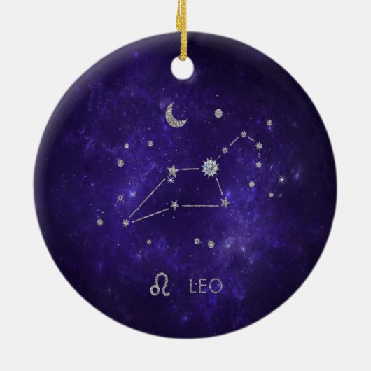 Zodiac Paarse Leeuw | Kosmische Astrologie Horosco Keramisch Ornament (Achterkant)