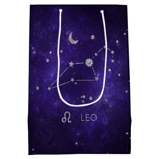 Zodiac Paarse Leeuw | Kosmische Astrologie Horosco Medium Cadeauzakje (Achterkant)