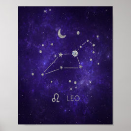 Zodiac Paarse Leeuw | Kosmische Astrologie Horosco Poster