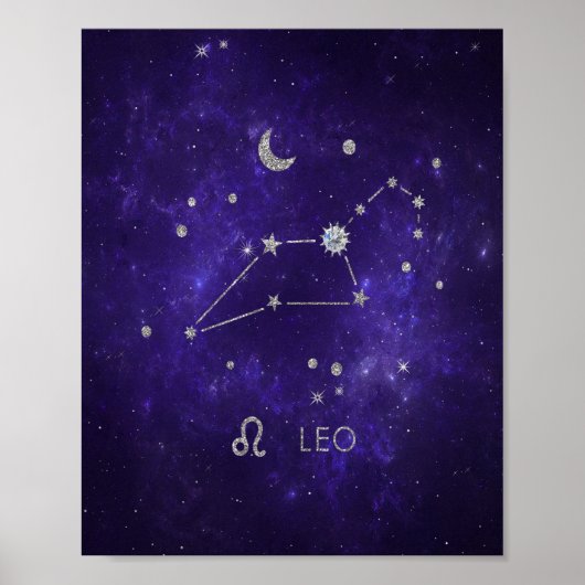 Zodiac Paarse Leeuw | Kosmische Astrologie Horosco Poster (Voorkant)