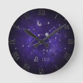 Zodiac Paarse Leeuw | Kosmische Astrologie Horosco Ronde Klok (Voorkant)