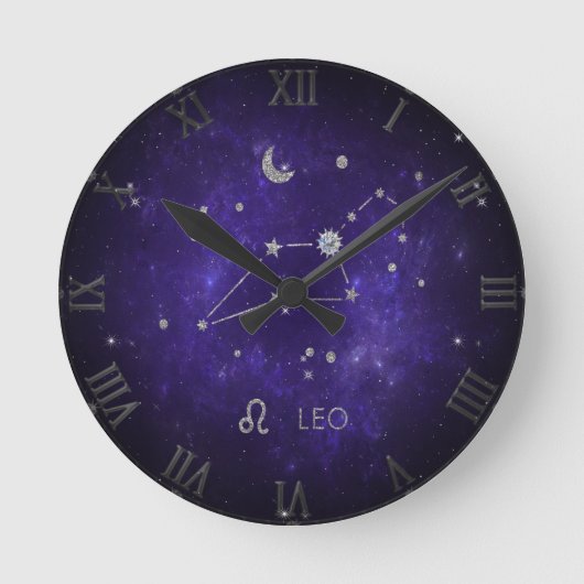 Zodiac Paarse Leeuw | Kosmische Astrologie Horosco Ronde Klok (Voorkant)